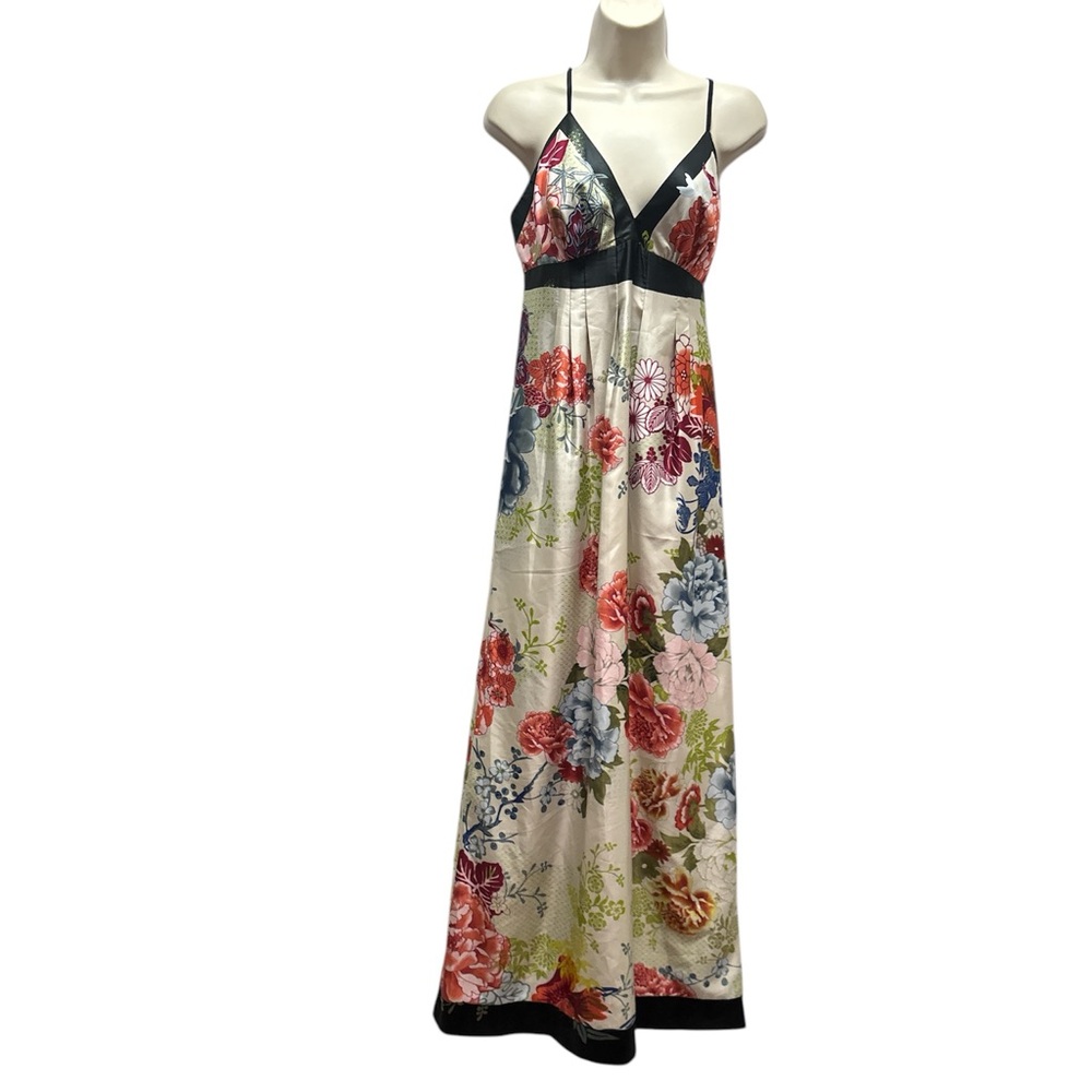 eci New York Women’s Multicolor Florar w/Spaghetti Straps Sleeveless Maxi Dress